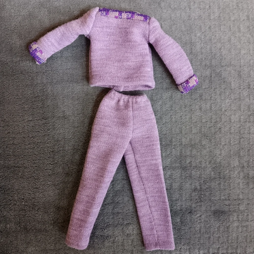 Fits Barbie 1970s Vintage Lavander Purple Two-Piece Set Top Pants Boho 70s Suit